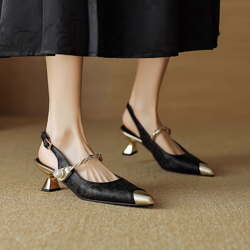 Ankle-strap Stilettos Sandals Pointed Toe Mid Heel Women's Summer foto 5