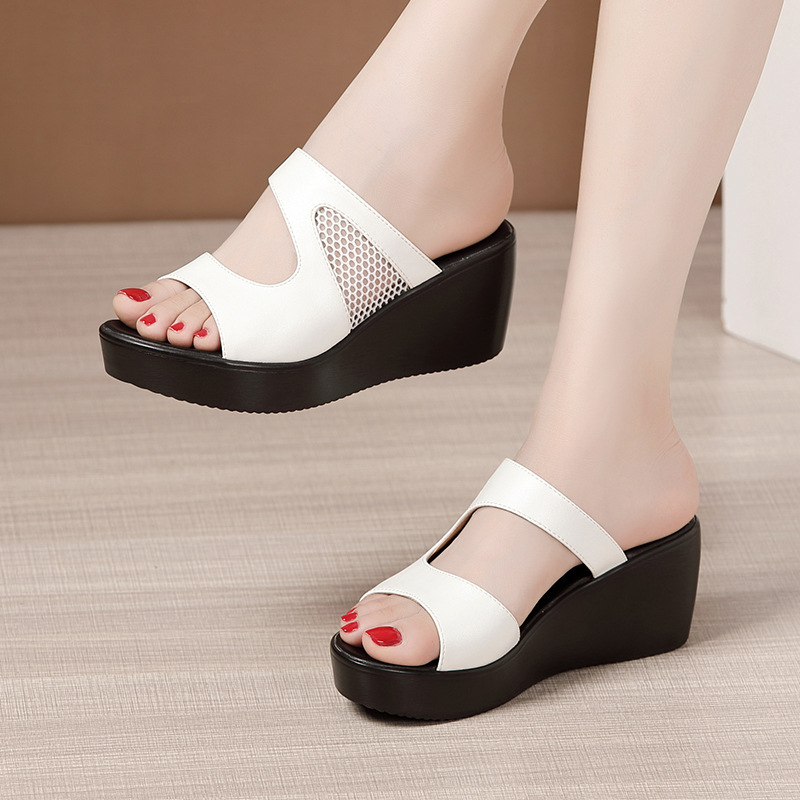 Thick Bottom Waterproof Platform Mesh Patchwork Easy Matching Wedge Sandals foto 4