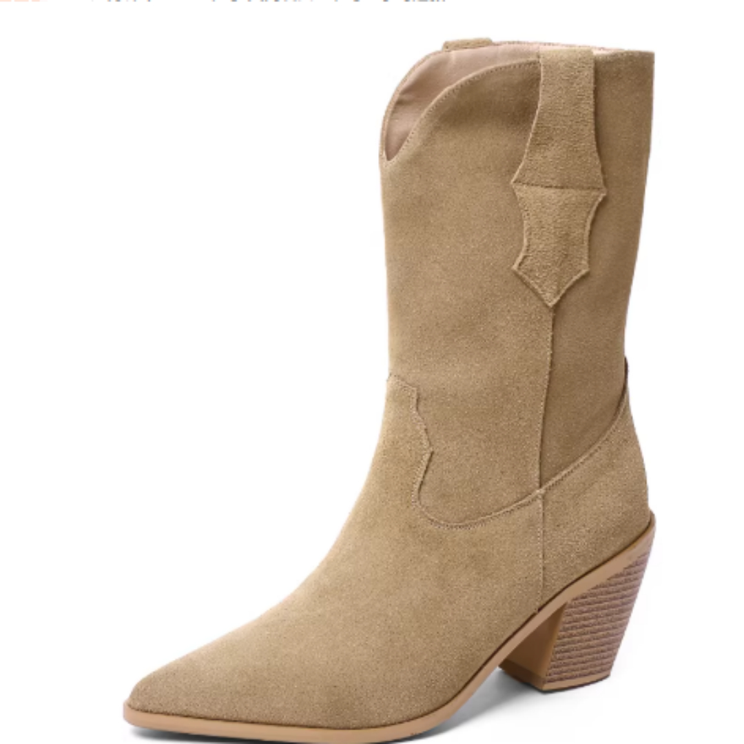 Women's High Heels Chunky Western Cowboy Pointed-toe Knight foto 3