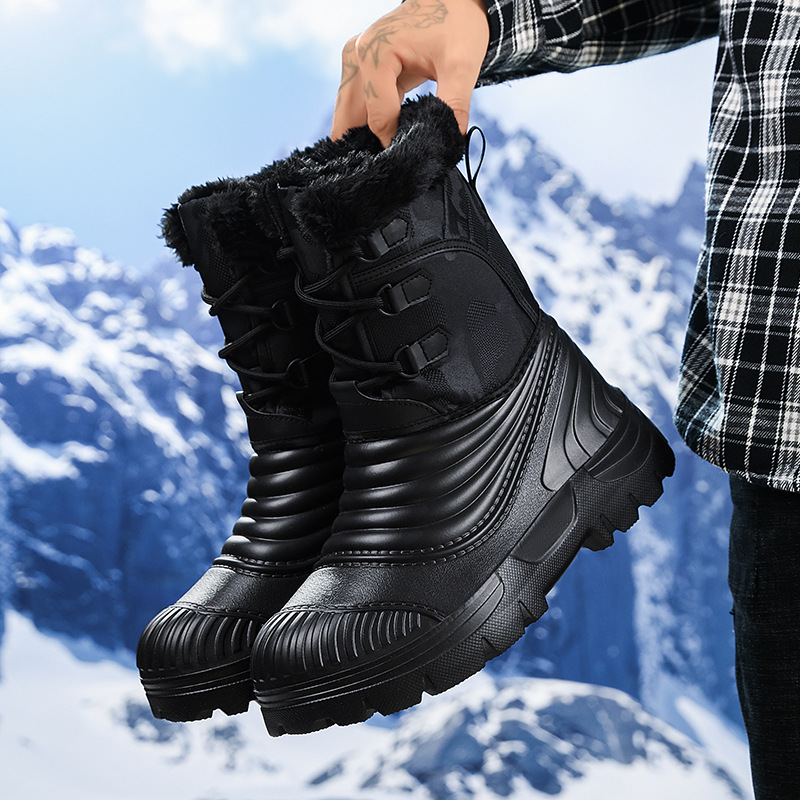 Mens Plus-Size Snow Boots With Fleece Lining For Extra Warmth And Thickness foto 3