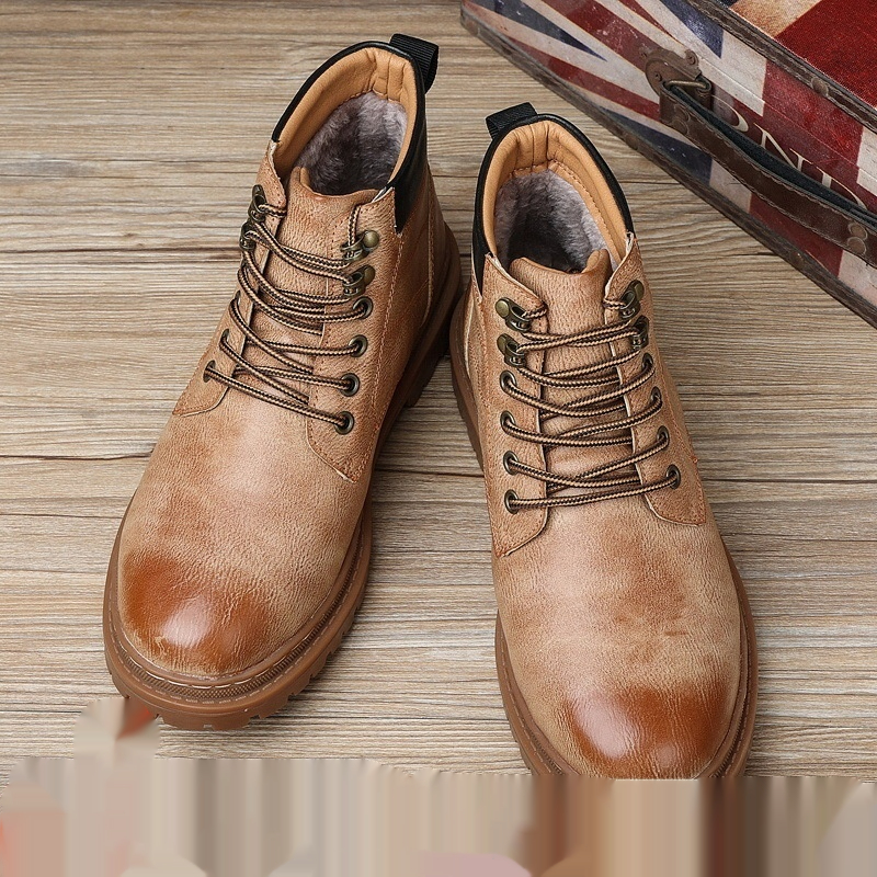 Men's Autumn Leisure Tooling Middle Tube Non-slip Wear-resistant Leather Boots foto 3