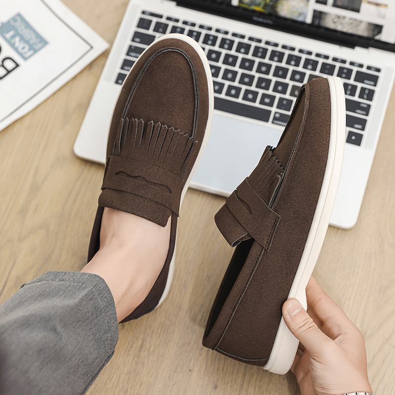 Mens Matte Leather Loafer Slip-on Shoes foto 5