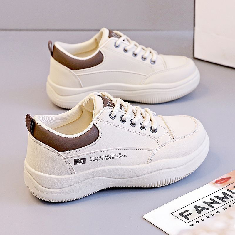 Women's Korean-style All-match Leather White Shoes foto 4