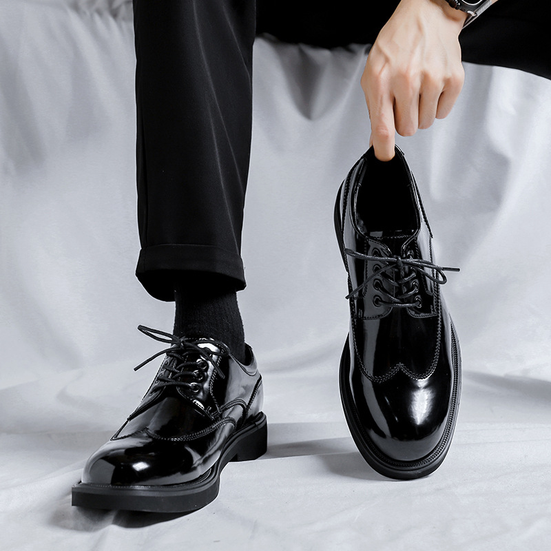 Mid-top British Patent Leather Shoes Big Toe All-match foto 2