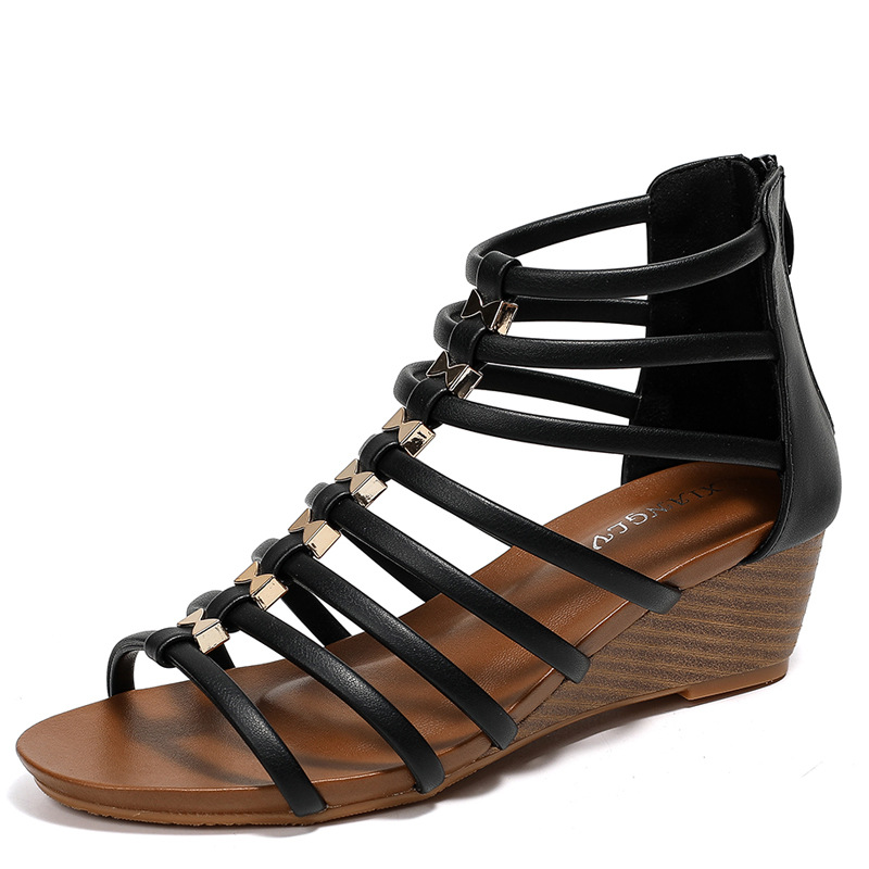 Women's Wedge Sandals With Casual Seaside Vacation Roman Sandals foto 4