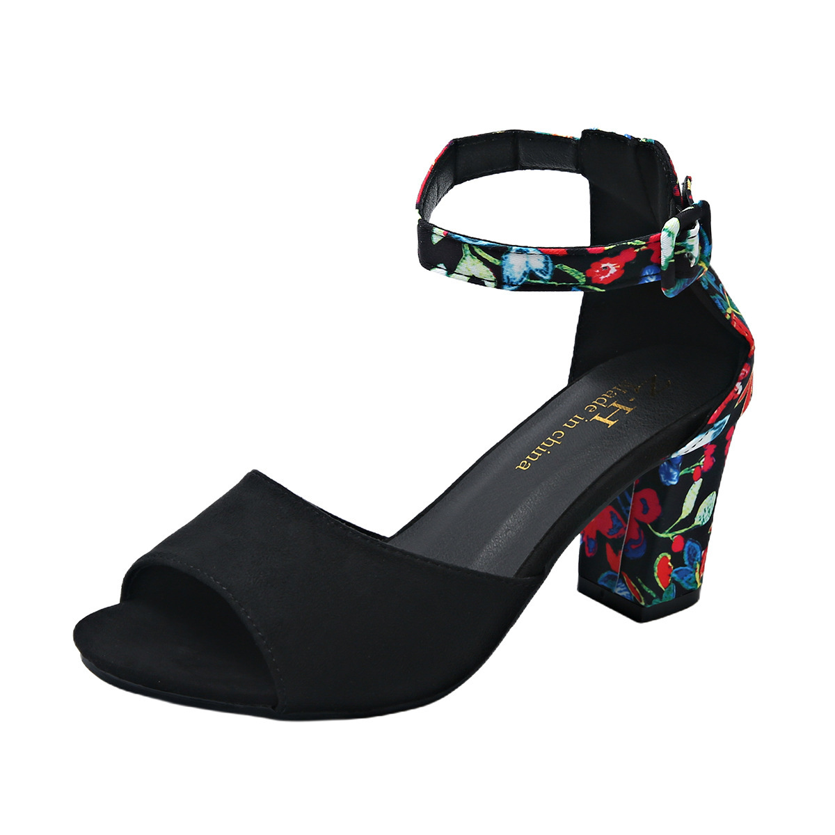 Women's Round Toe Hollow Ankle-strap Buckle Thick High Heel Sandals foto 5