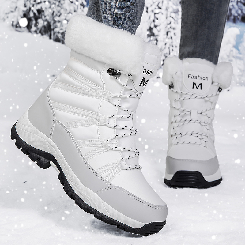 Womens Warm Mid-Calf Fleece-Lined Thick Cotton Shoes
