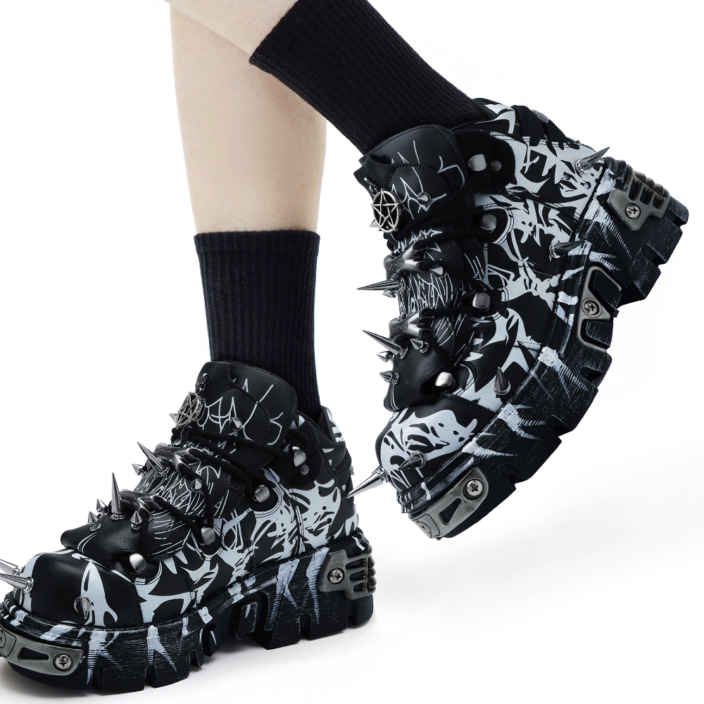 Dark Spikes Platform Shoes Punk Rock Pumps foto 4