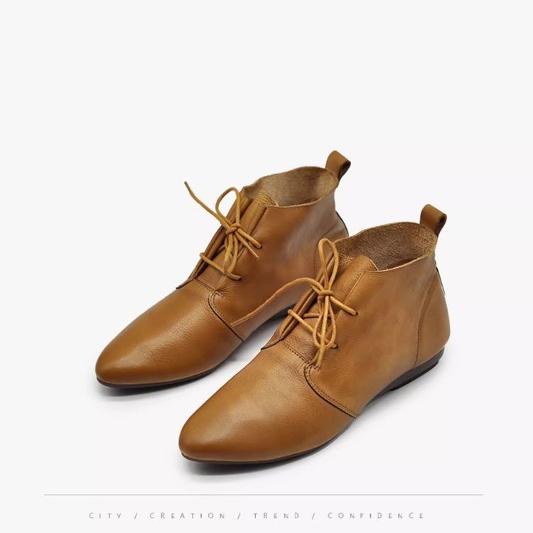 Comfortable Soft Leather Versatile Flat Booties foto 4