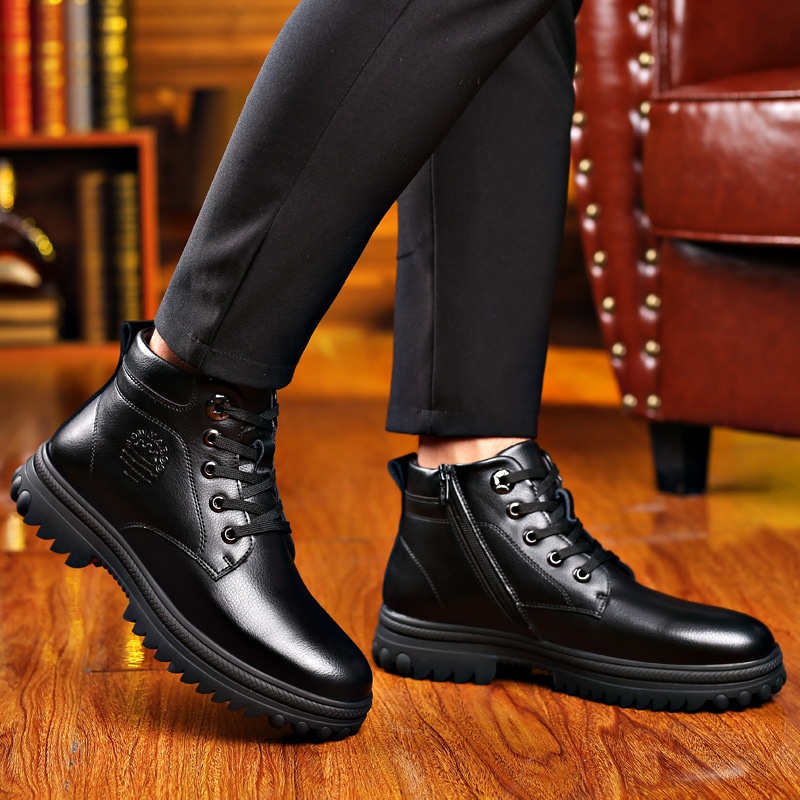 Winter Cotton Shoes Men's Leather Thickened Wool foto 4
