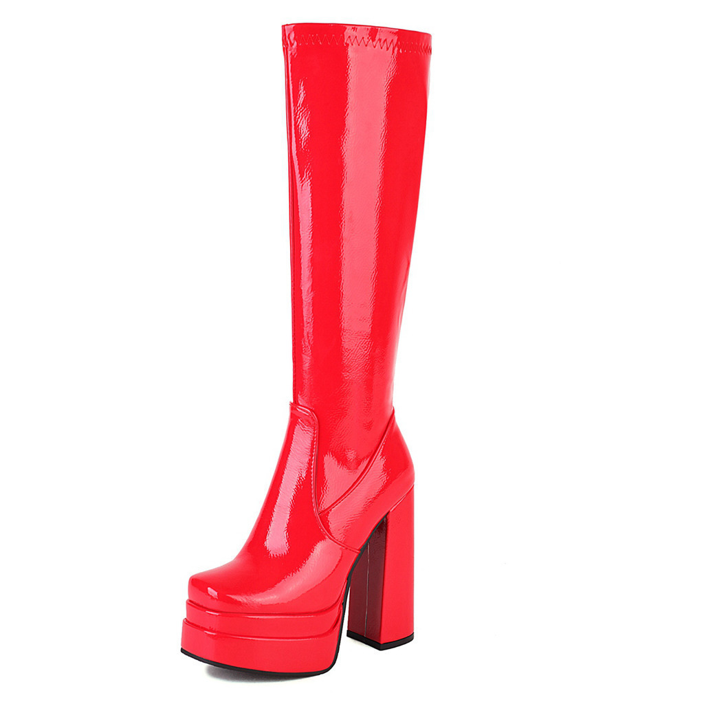 Womens Chunky-heel High-heeled Boots With Thick Soles foto 4