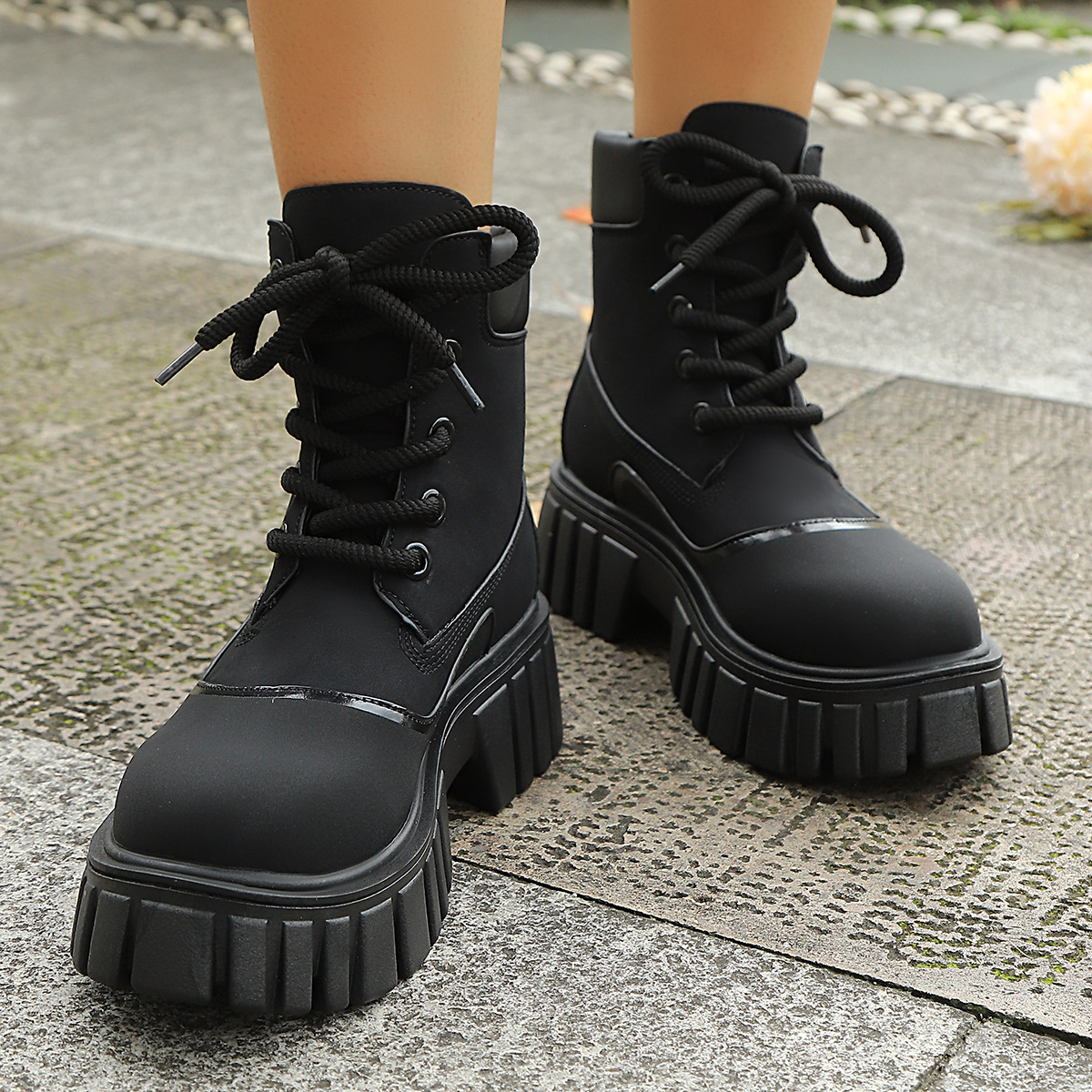 Women's Chunky Plus-size Vintage Ankle Boots foto 2