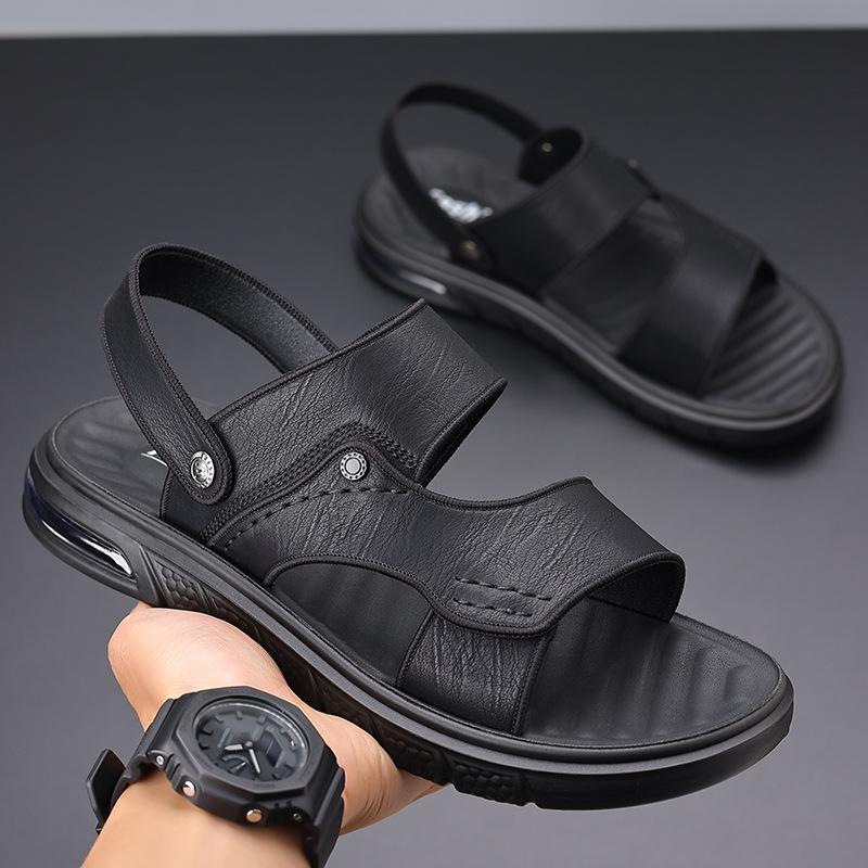 New Summer Genuine Leather Double Sole Middle-aged And Elderly Casual Beach Non-slip Men's Sandals foto 5