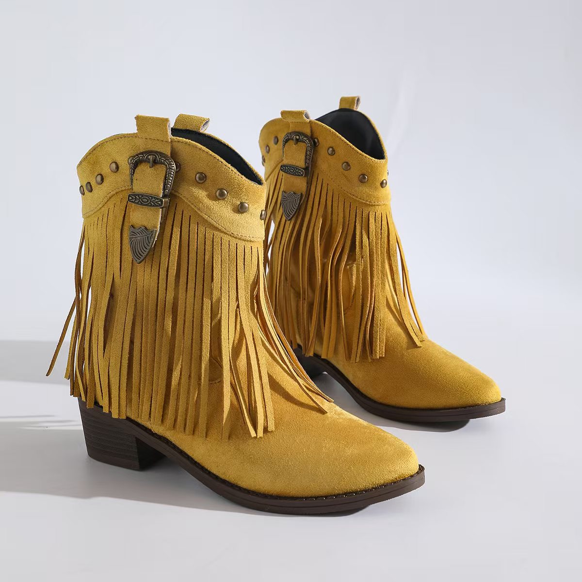 Retro Pointed Plus Size Bootie Ladies Tassel Western Cowboy Boot foto 4