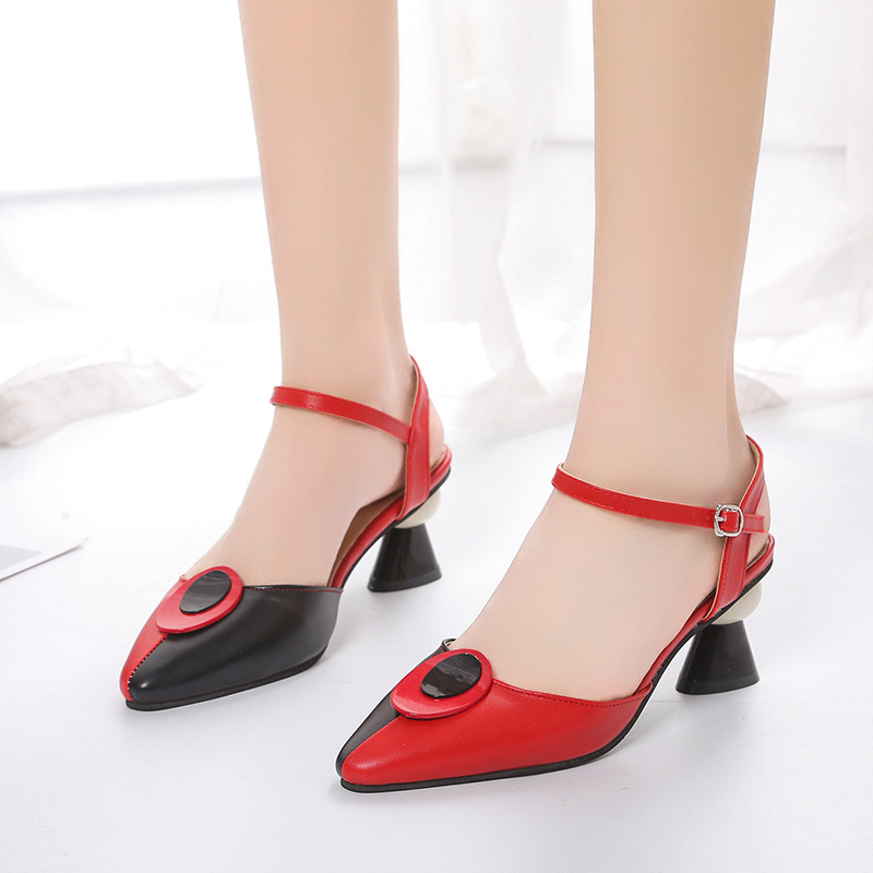 Comfortable, Closed-toe, Chunky-heel, Openwork Sandals foto 2