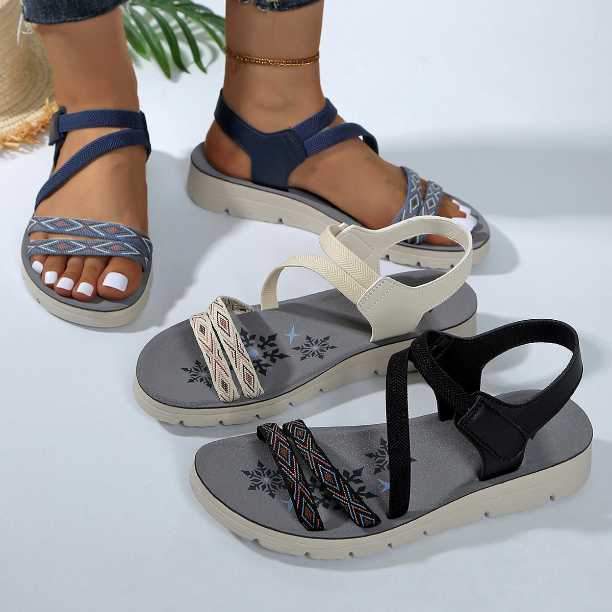 Women's Fashionable Non-slip Printed Flat Sandals foto 4