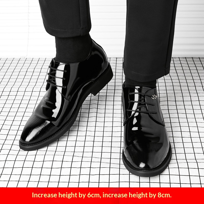 Men's Business Dress Leather Shoes With Hidden Heel foto 5
