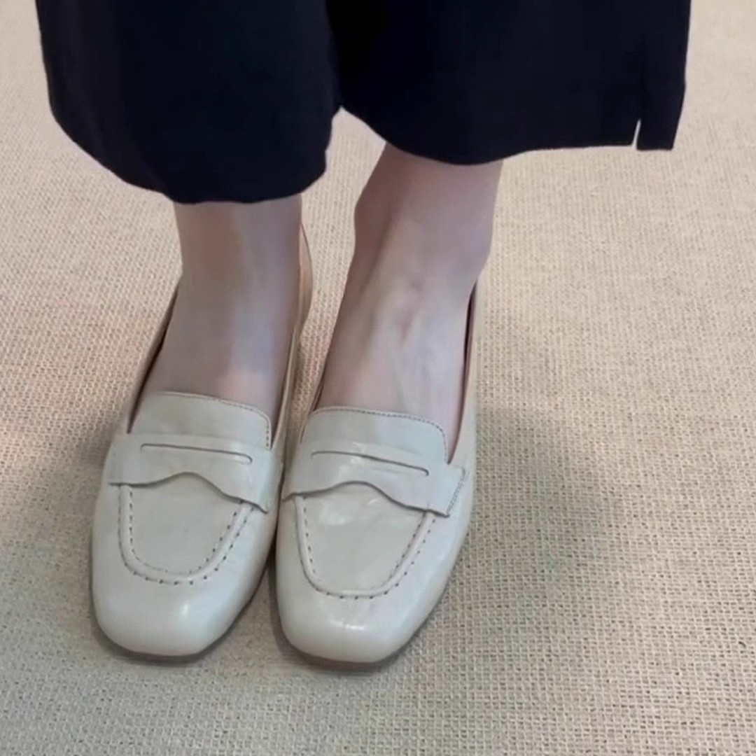 Women's Flat All-match Square Toe French Leather Shoes foto 3