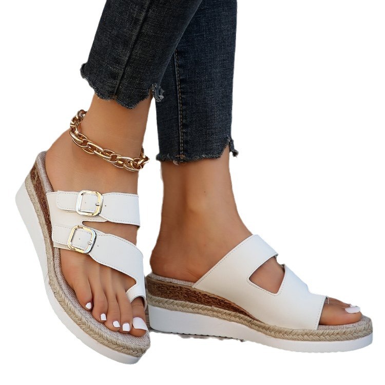 Casual Wedge Finger Fit Design Peep Toe Woven Fashion Sandals foto 2