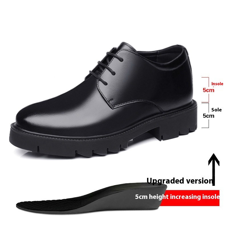 Men's Height Increasing Breathable Cowhide Leather Shoes foto 3