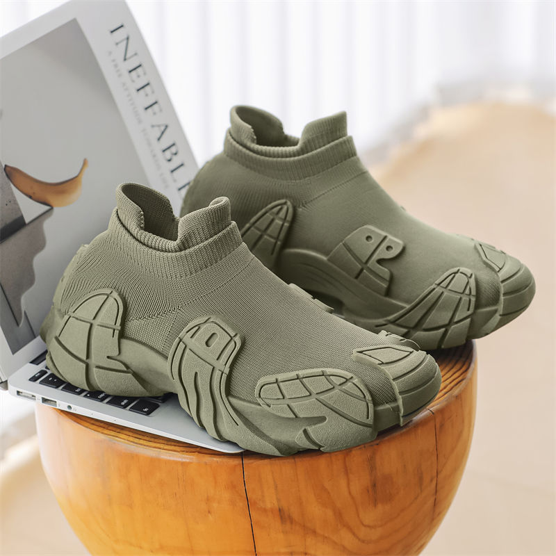 Fashion Lace Up Sock Shoes Men's Personalized Lightweight Running Walking Sneakers Thick Bottom Sneakers foto 2