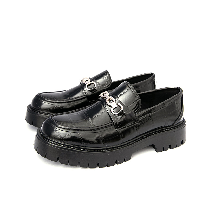 Autumn Men's Fashion Platform Increased Plus Size Crocodile Pattern Loafers
