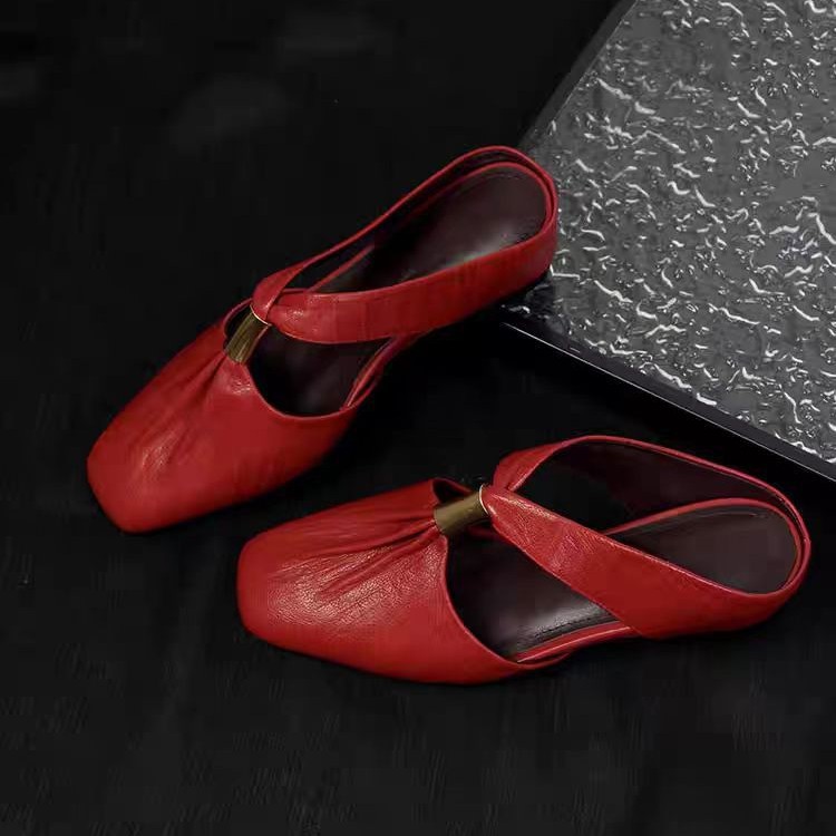 Womens French-toe Slippers With Pleated Sheepskin Lining foto 4