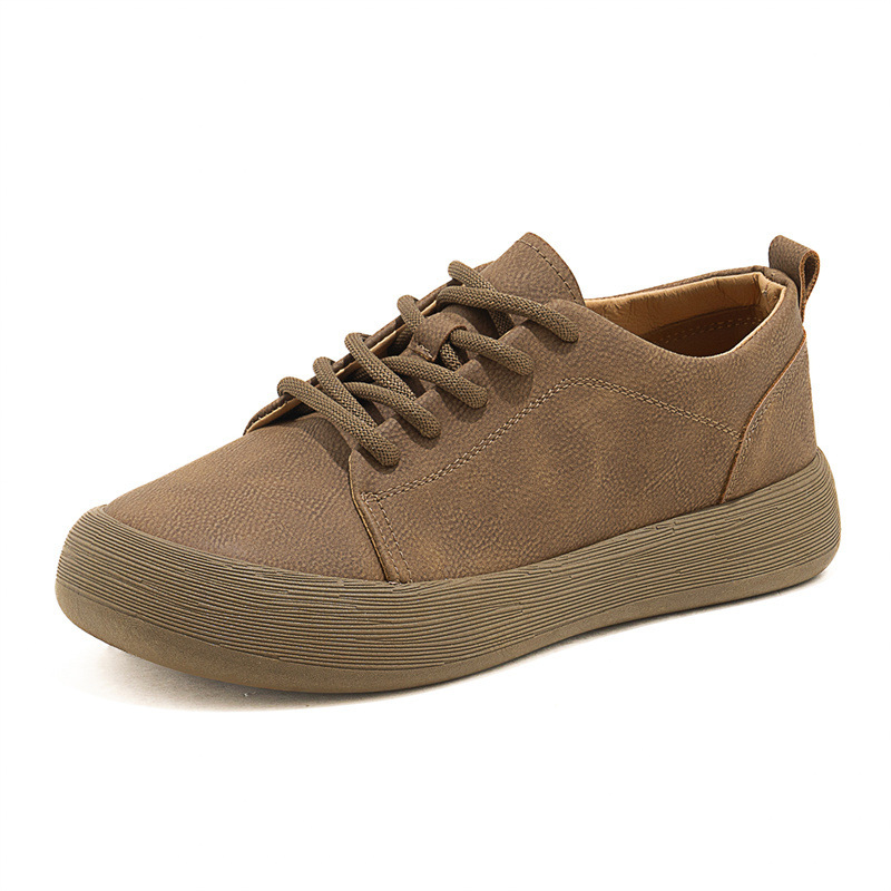 Men's Casual Leather Shoes Vintage Style Thick Sole Low-cut Lace-up foto 4