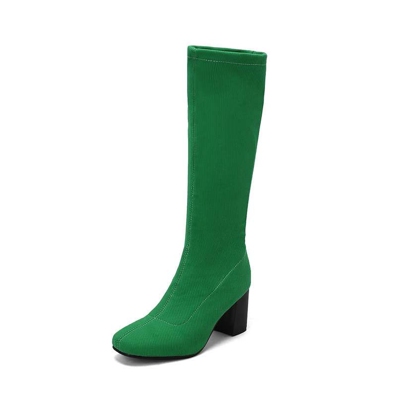 Womens Stretchy Chunky Heel Over-the-Knee Boots foto 5