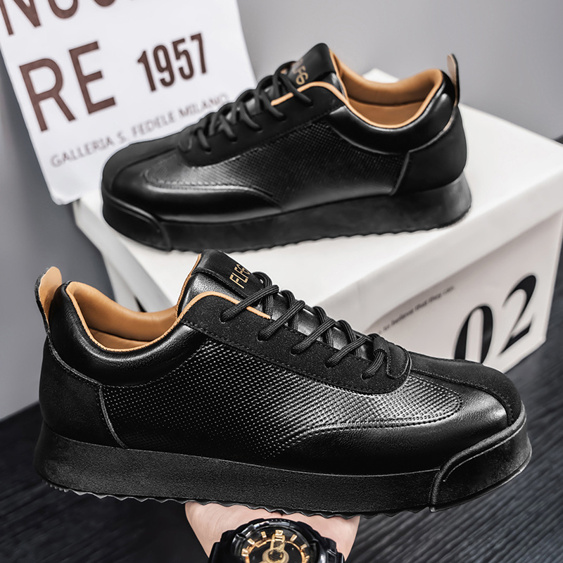 Black Work Casual Leather Shoes Low-cut foto 3