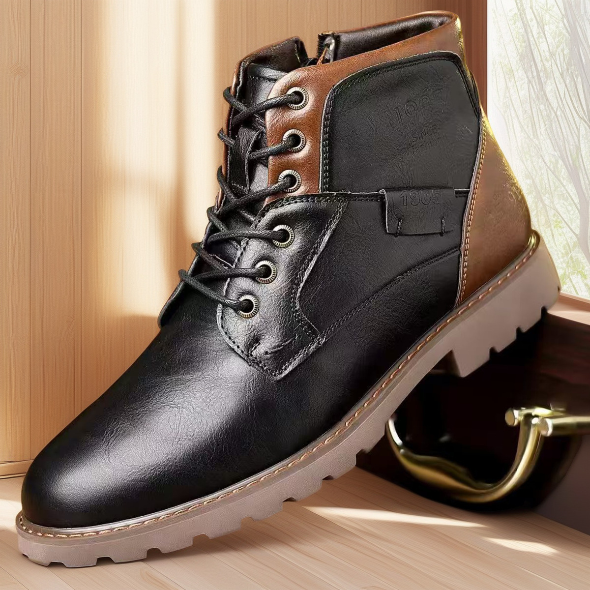 Male Martin Boots Leisure Plus Size Zip Ankle Boots foto 2