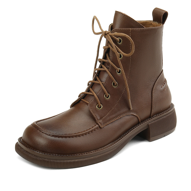 Shoes Big Toe Low Heel Martin British Lace-up Ankle Boots Single-layer Boots foto 4