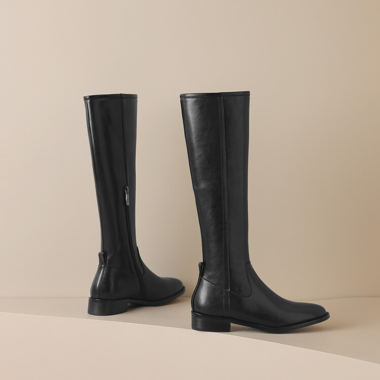 Women's Round-toe Mid-heel Knee-high Riding Boots foto 4