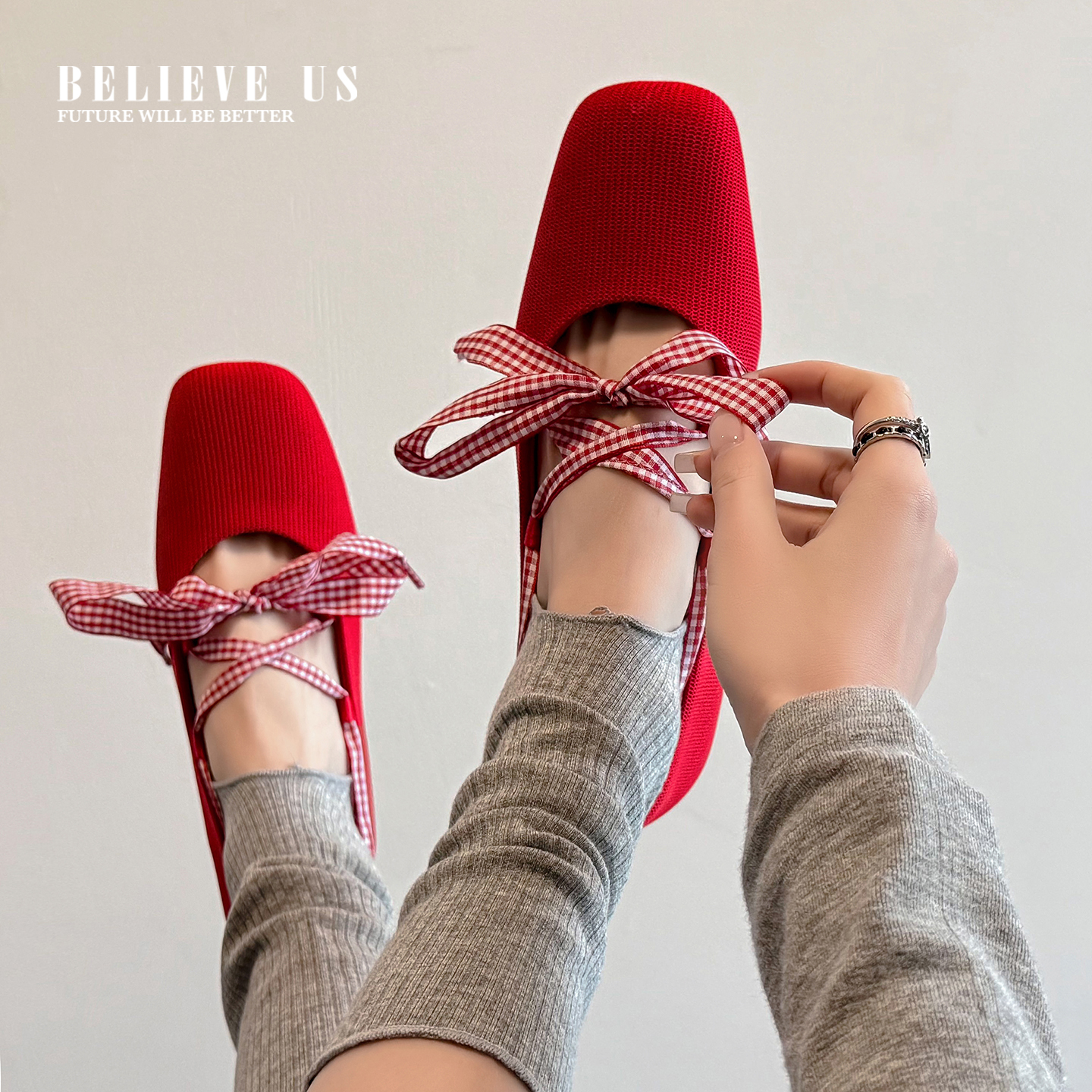 Women's Handmade Linen Slip-On Flats, Square Toe Low Heel Vintage Shoes With Sheepskin Lining & TPR Sole foto 2