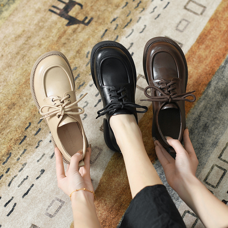 Versatile Soft-soled British-style Lace-up Leather Shoes For Women foto 3