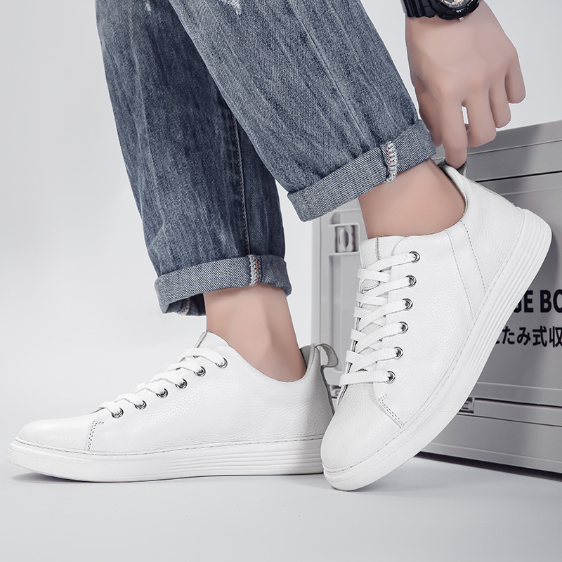 Spring Low-cut Genuine Leather Top Layer Cowhide Flat Retro Sneaker foto 2
