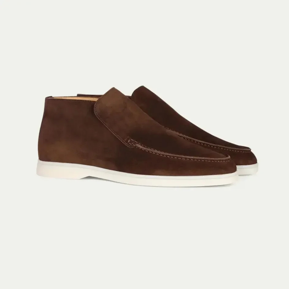 Men's High-top Suede Loafers With Slip-on Design