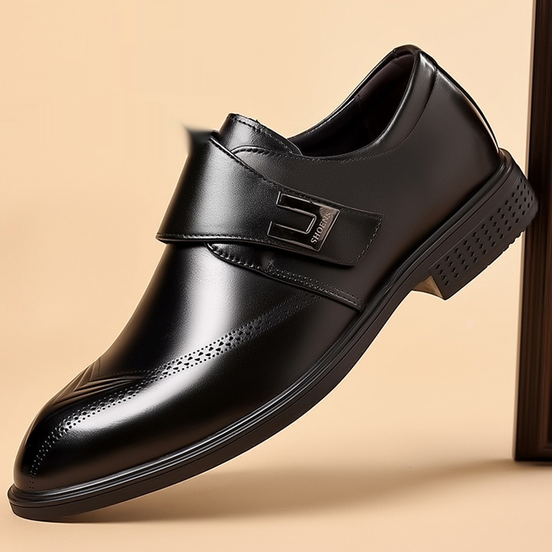 Mens Leather Shoes Made From Full-Grain Cowhide With A Pipe-Shaped Toe foto 5
