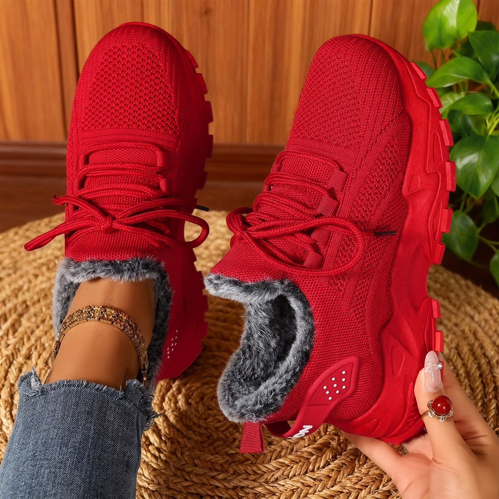Increased Shallow Mouth Lace-up Lightweight Sneakers foto 3