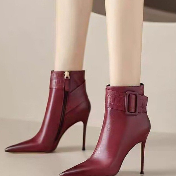 Womens Pointed-toe Stiletto Short Booties foto 5