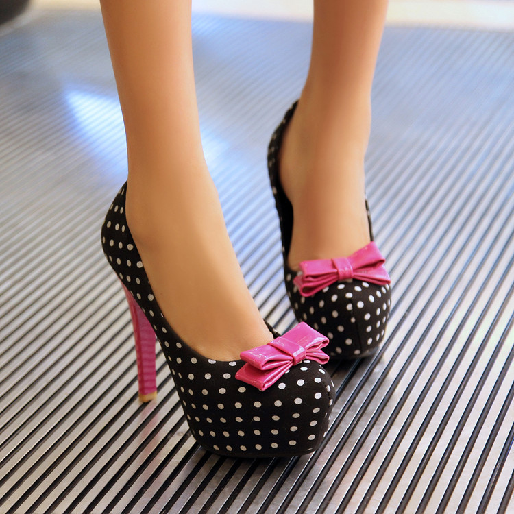 Springautumn Sweet Round-toe High Heels With A Bow And Thin Stiletto Heel foto 2