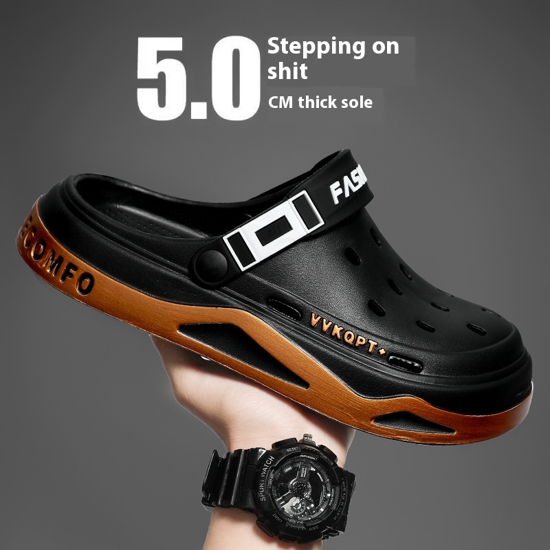 Sandals Summer Breathable Closed Toe Men's Slippers Dual-use Beach Shoes