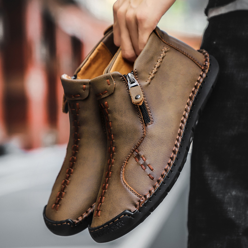 Men's Hand-stitched High-top Men's Shoes Large Size Outdoor foto 2