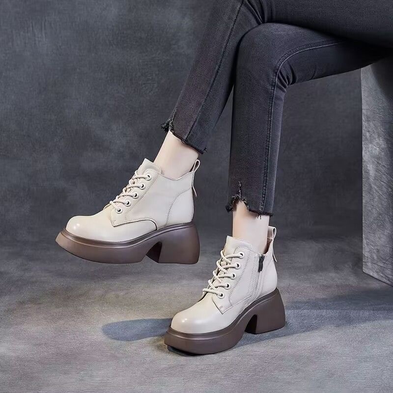 Womens Mid-calf Boots With Thick Chunky Heels foto 2