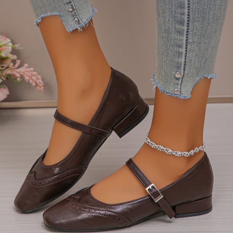 New Style Women's Casual Peep-toe Pumps With A Single Strap Buckle foto 2