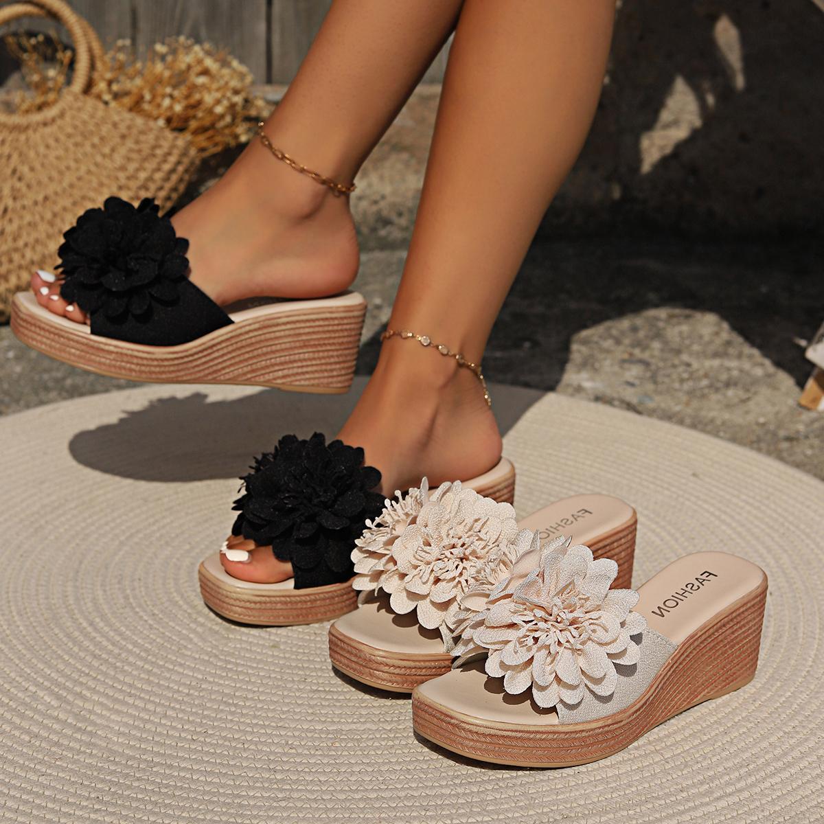 Flower Design Wedge Sandals Female foto 5