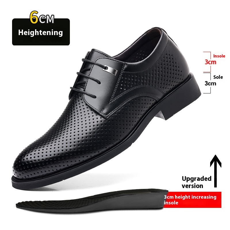 Men's Height Increasing Insole Formal Business Hollow Leather Shoes foto 2