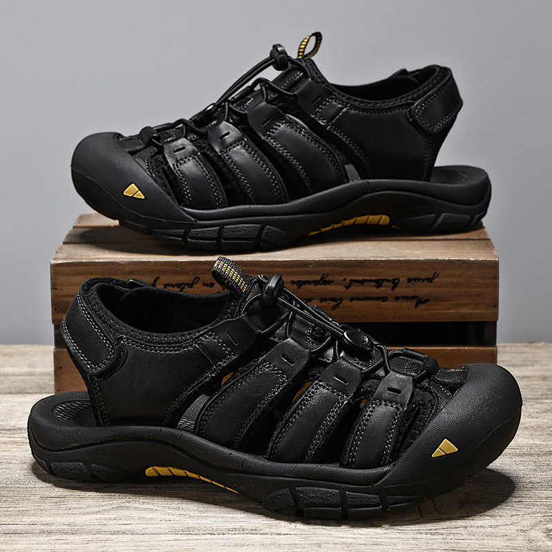Top Layer Leather Plus Size Men's Beach Sandals foto 3