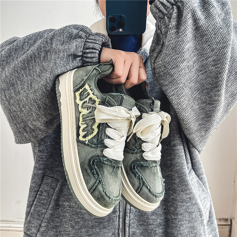 Denim Breathable Thick-soled Ins Trendy Casual Retro Canvas Shoes foto 5