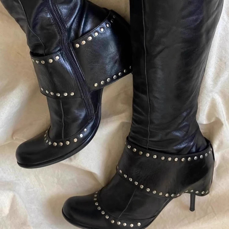 Studded Round-toe Fashion Over-the-knee Boots With A Thin Heel foto 5